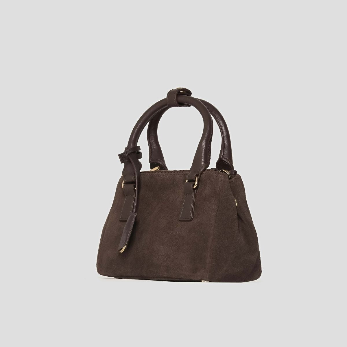 ECLIPSE TOP HANDLE SUEDE CROSSBODY - BROWN