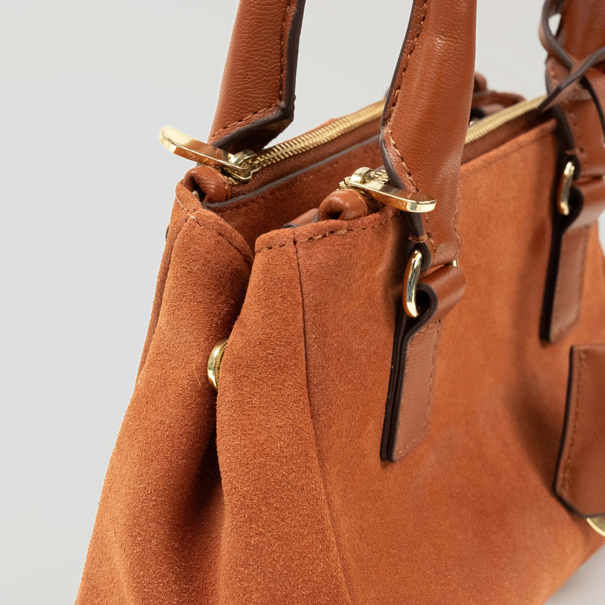 ECLIPSE TOP HANDLE SUEDE CROSSBODY - RUST