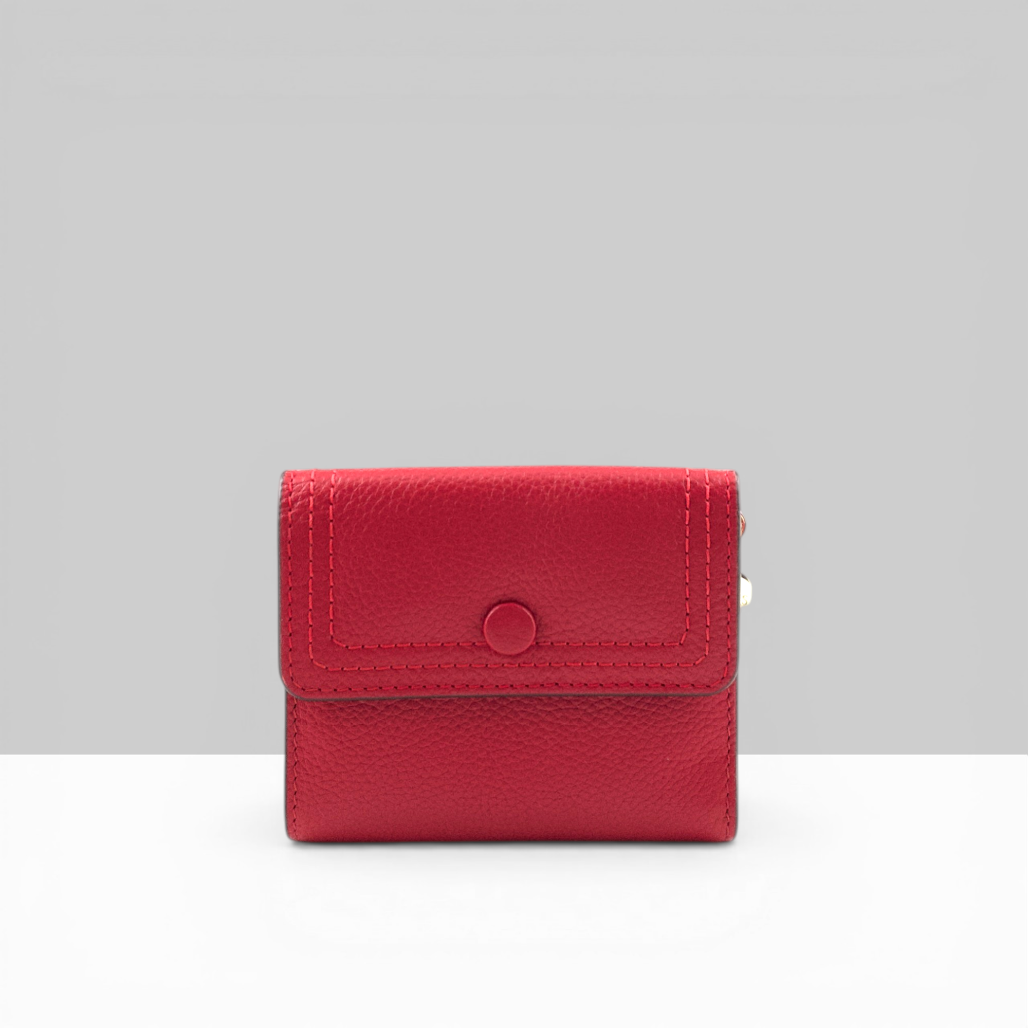 Lodis Kiara French Purse in rhythmic red pebbled leather with snap closure – front view