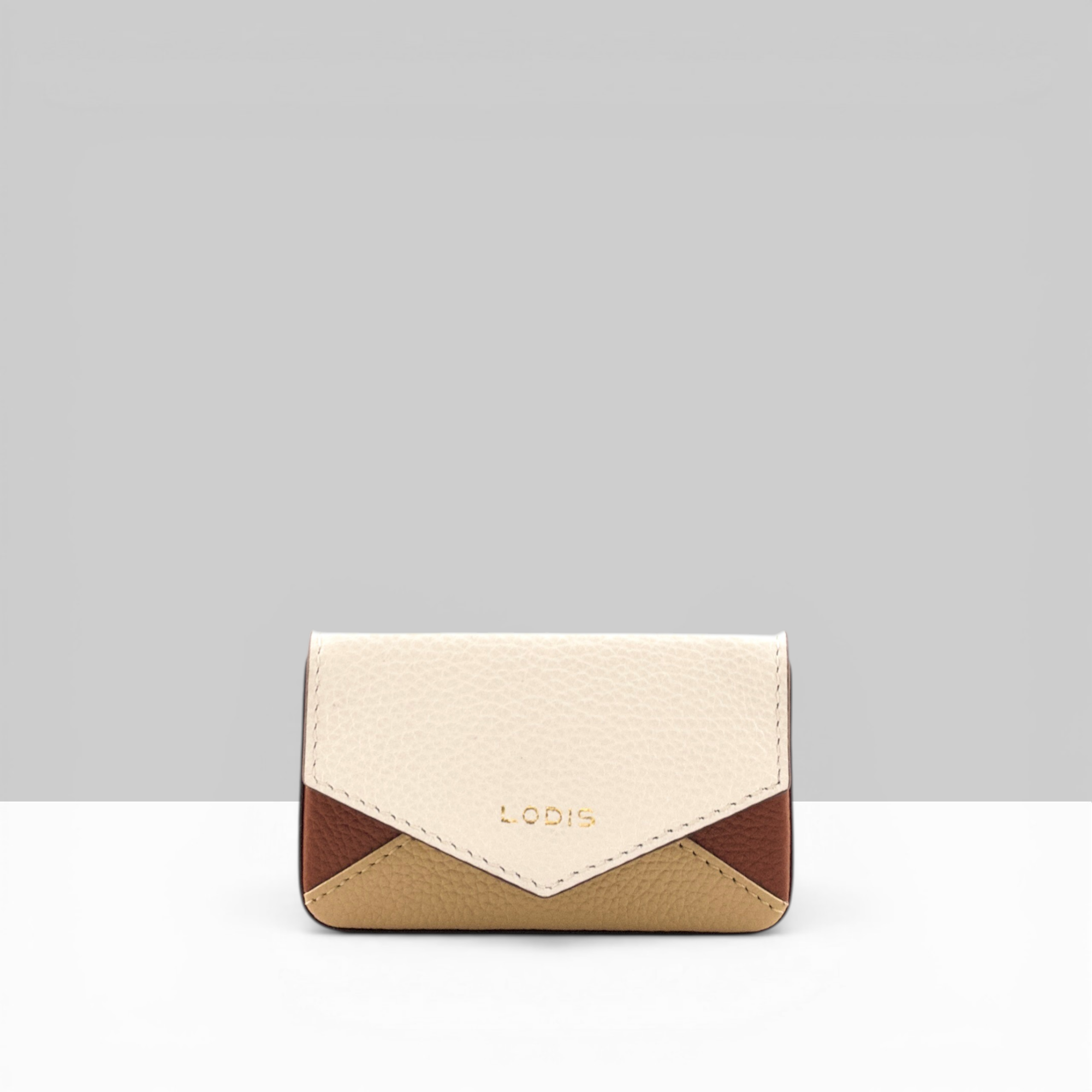 Lodis Vista Envelope Slim Card Case in Sand Cream Leather – Lightweight Everyday Card Wallet