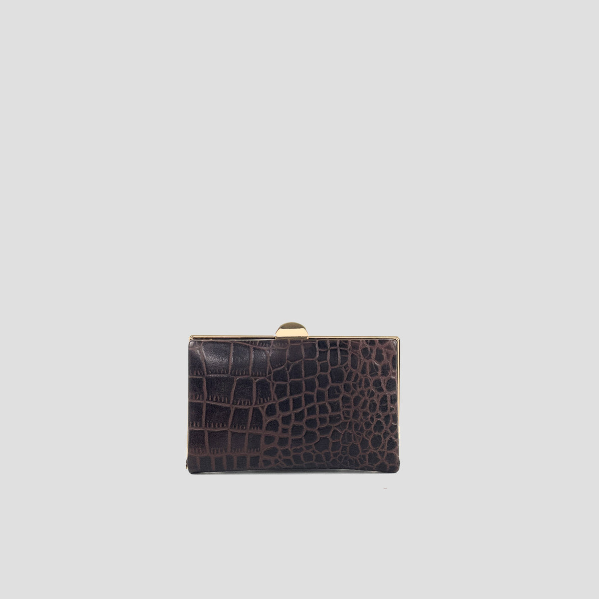 Quinn Clutch Croco Frame Wallet Mini - Brownie