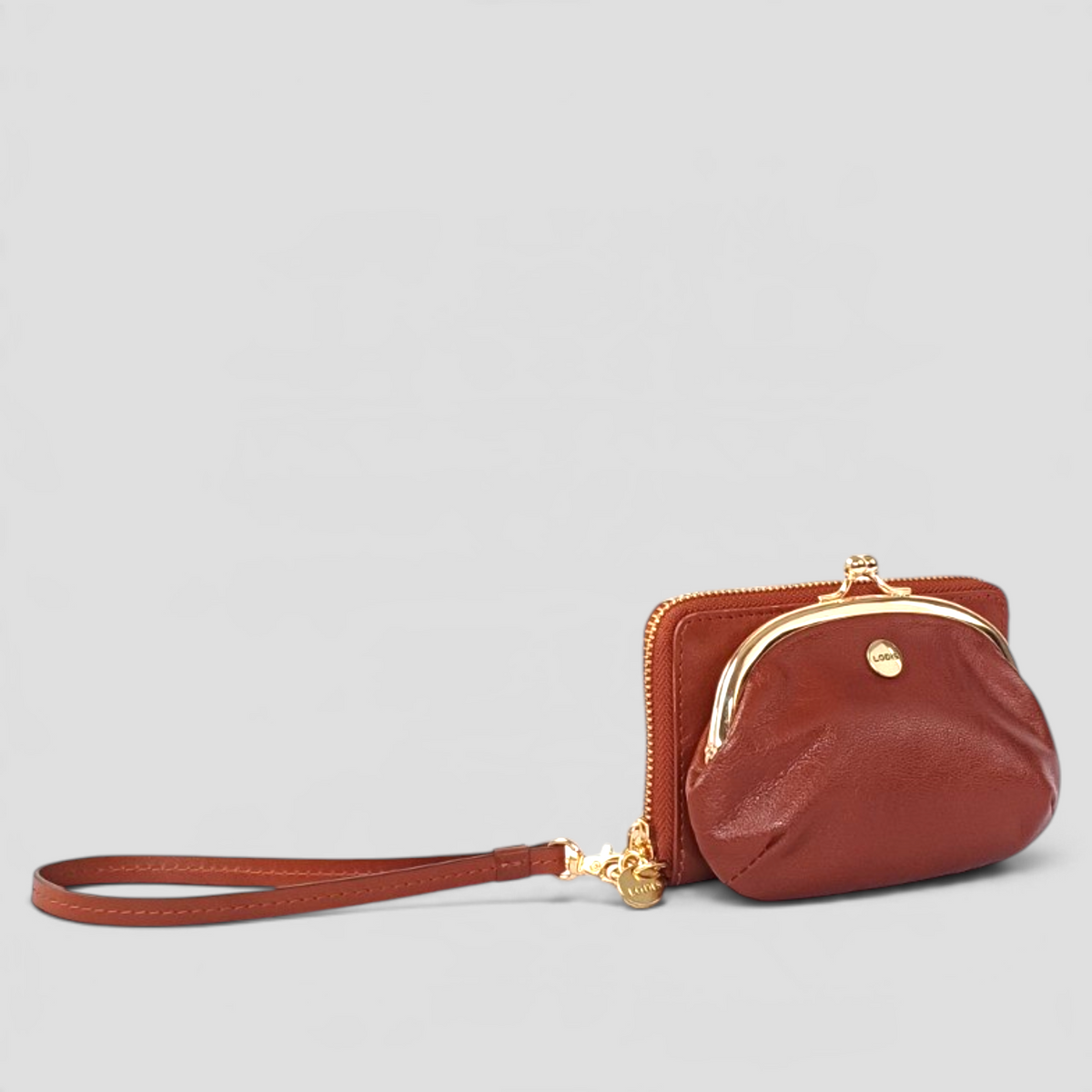 BLAIR FRAME PURSE WITH ZIP AROUND WALLET - CHESTNUT