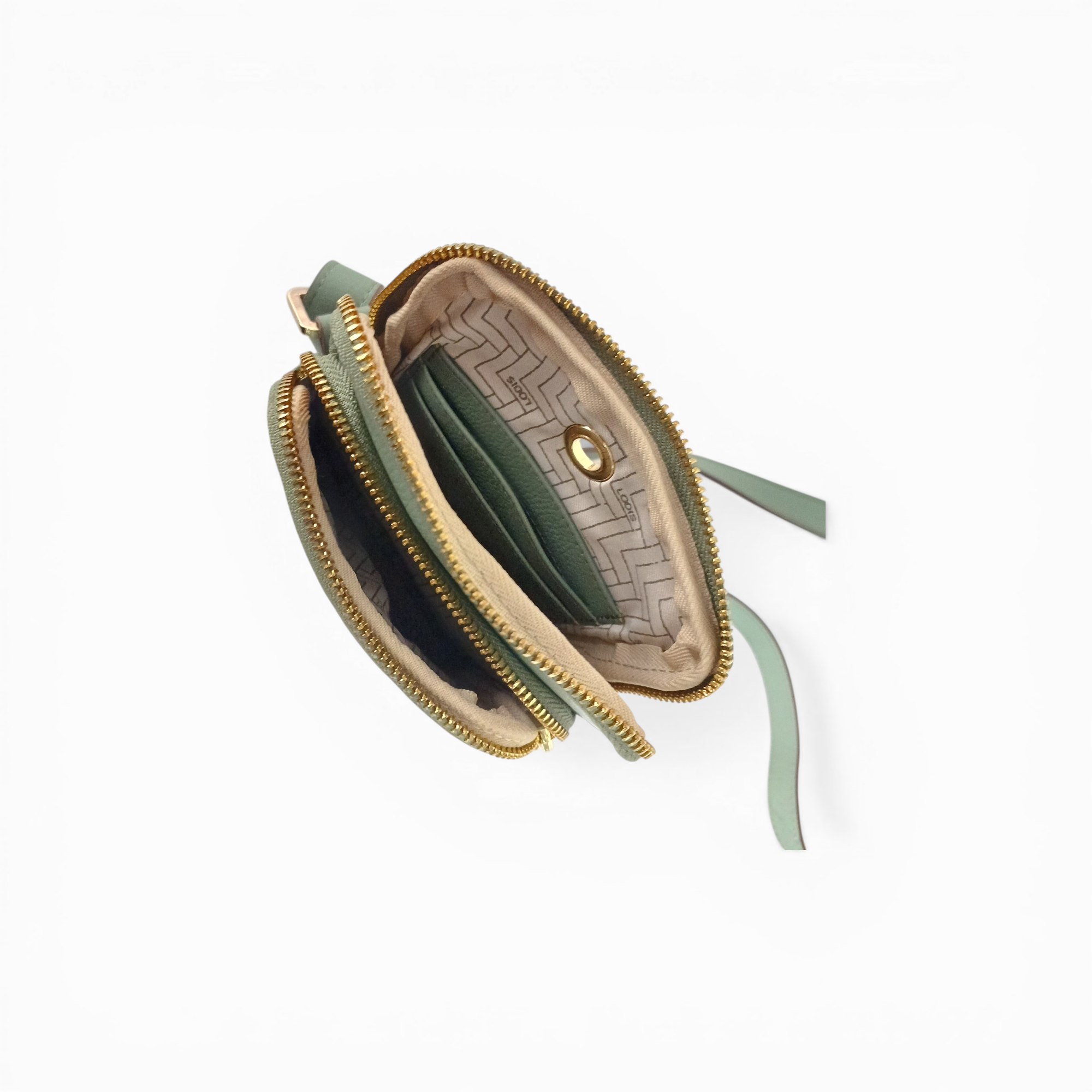 Lodis Solstice Phone Crossbody Interior – Open View Showing Warm Contrast Lining, Card Slots, and Phone Compartment | Lodis 1965
