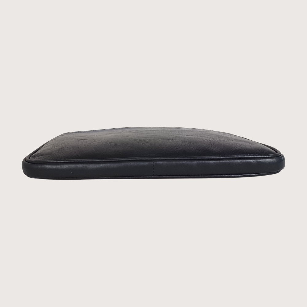 Lodis Ombre Laptop Sleeve in Blue-Black – Side Profile View Showing Slim Silhouette and Nappa Leather Edge Detail | Lodis 1965