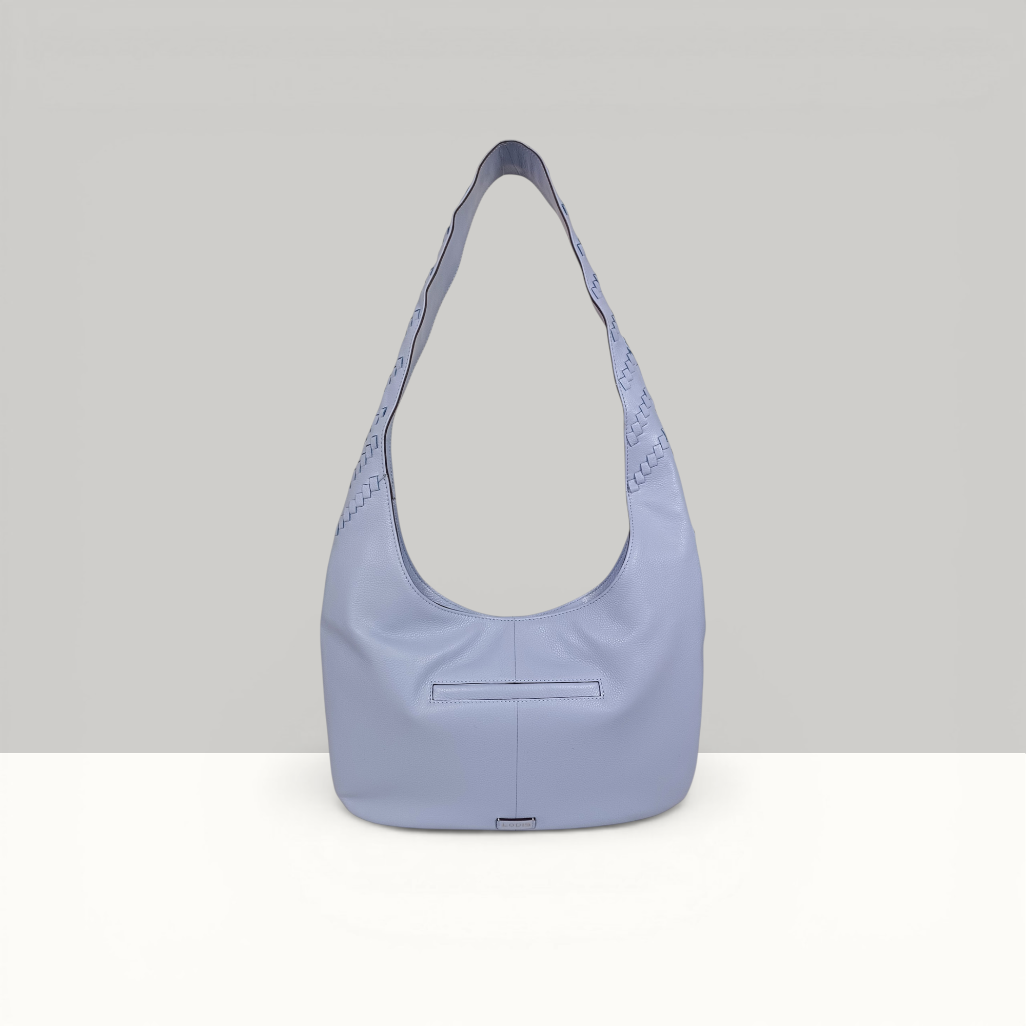 Lodis Solstice Hobo in Aura – Back View, Smooth Pebbled Leather with Woven Top Handle | Lodis 1965