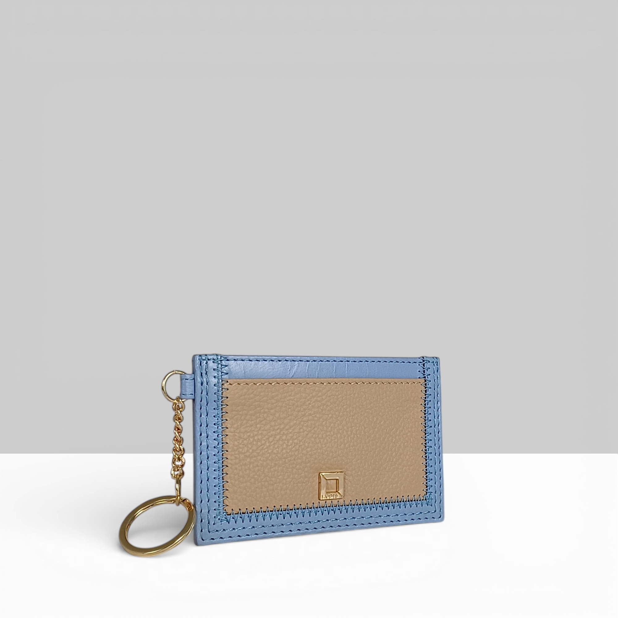 Lodis Cafe ID Card Case in Aura – Side Profile, Slim Profile with Gold-Tone Hardware and RFID Protection | Lodis 1965
