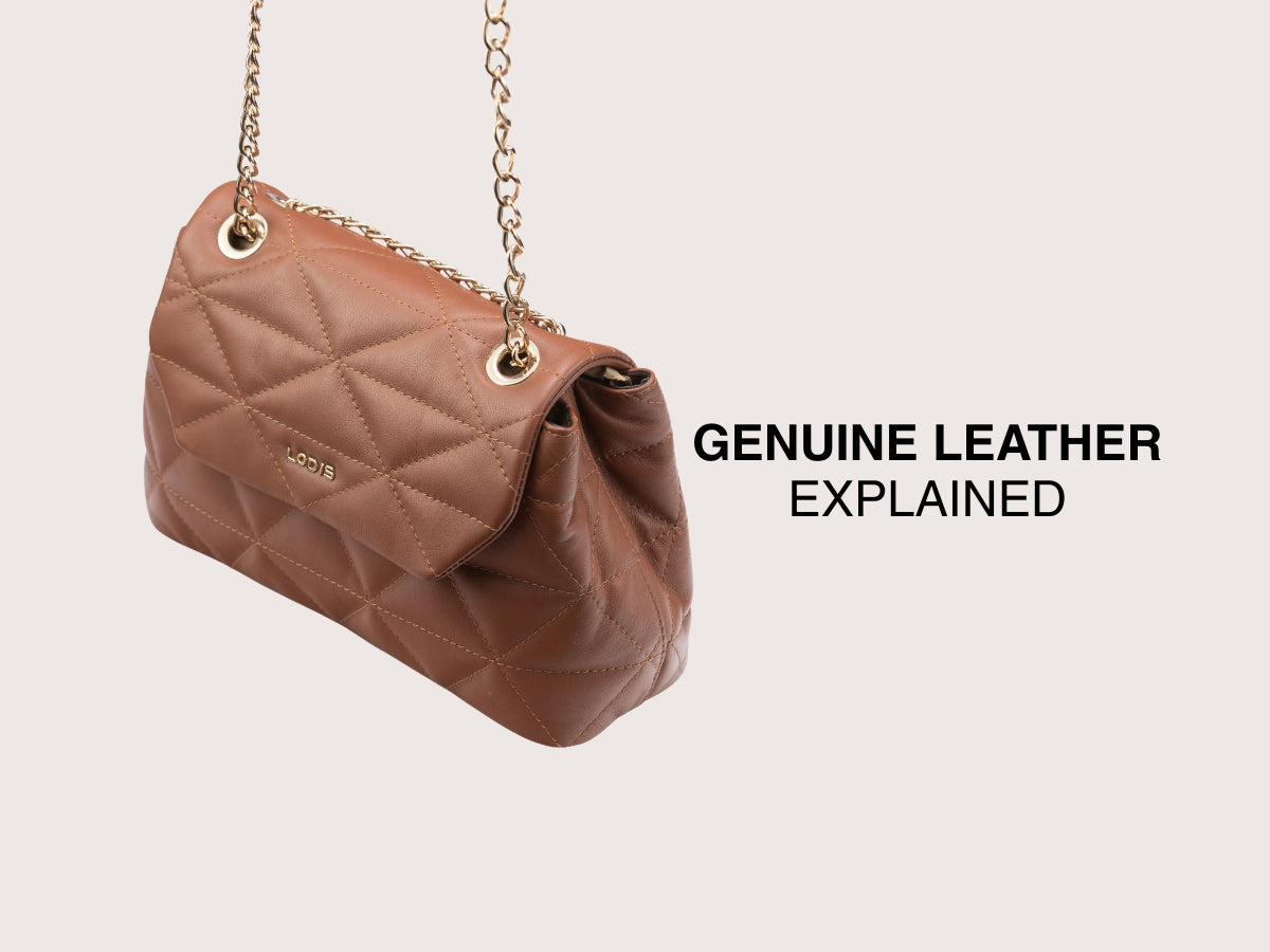 Quilted genuine leather crossbody bag with gold chain strap - Genuine Leather Explained | Lodis 1965