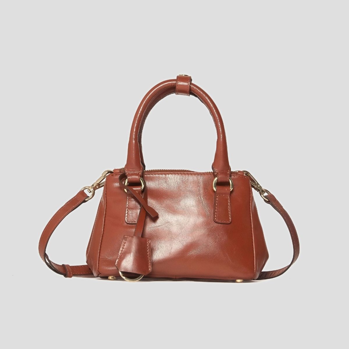 ECLIPSE TOP HANDLE GLAZED CROSSBODY - RUST