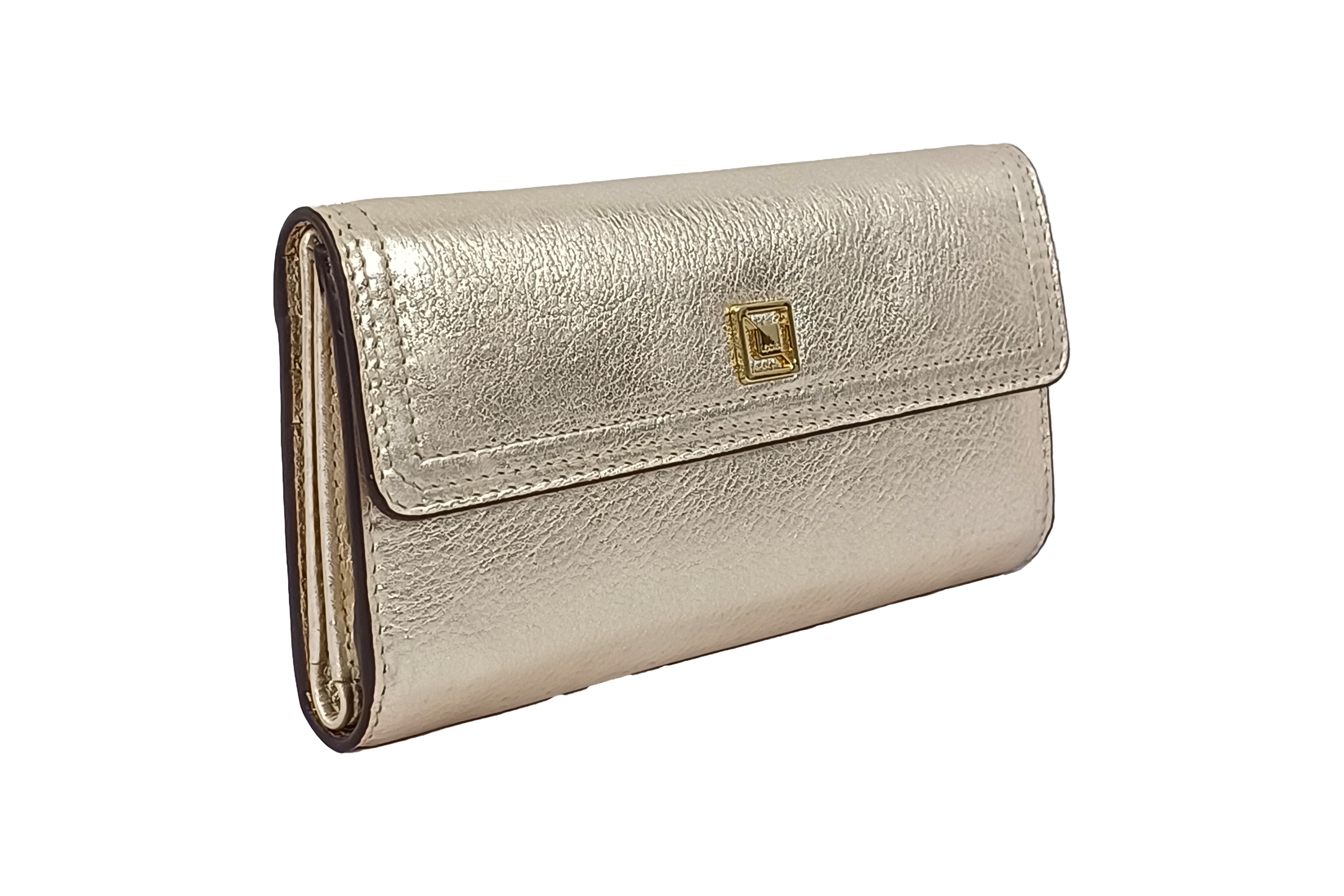 STEPHANIE CHECKBOOK CLUTCH WALLET (METALLIC)