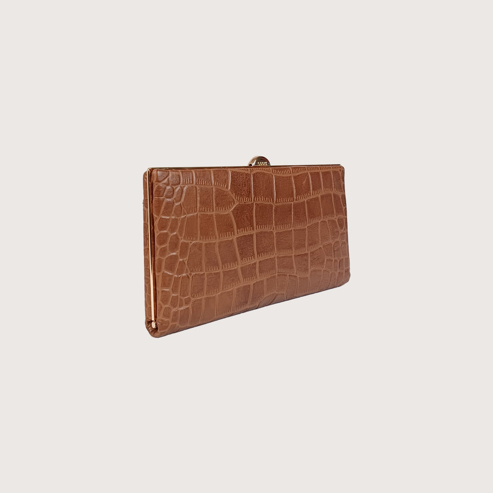 QUINN CLUTCH FRAMED WALLET CROCO