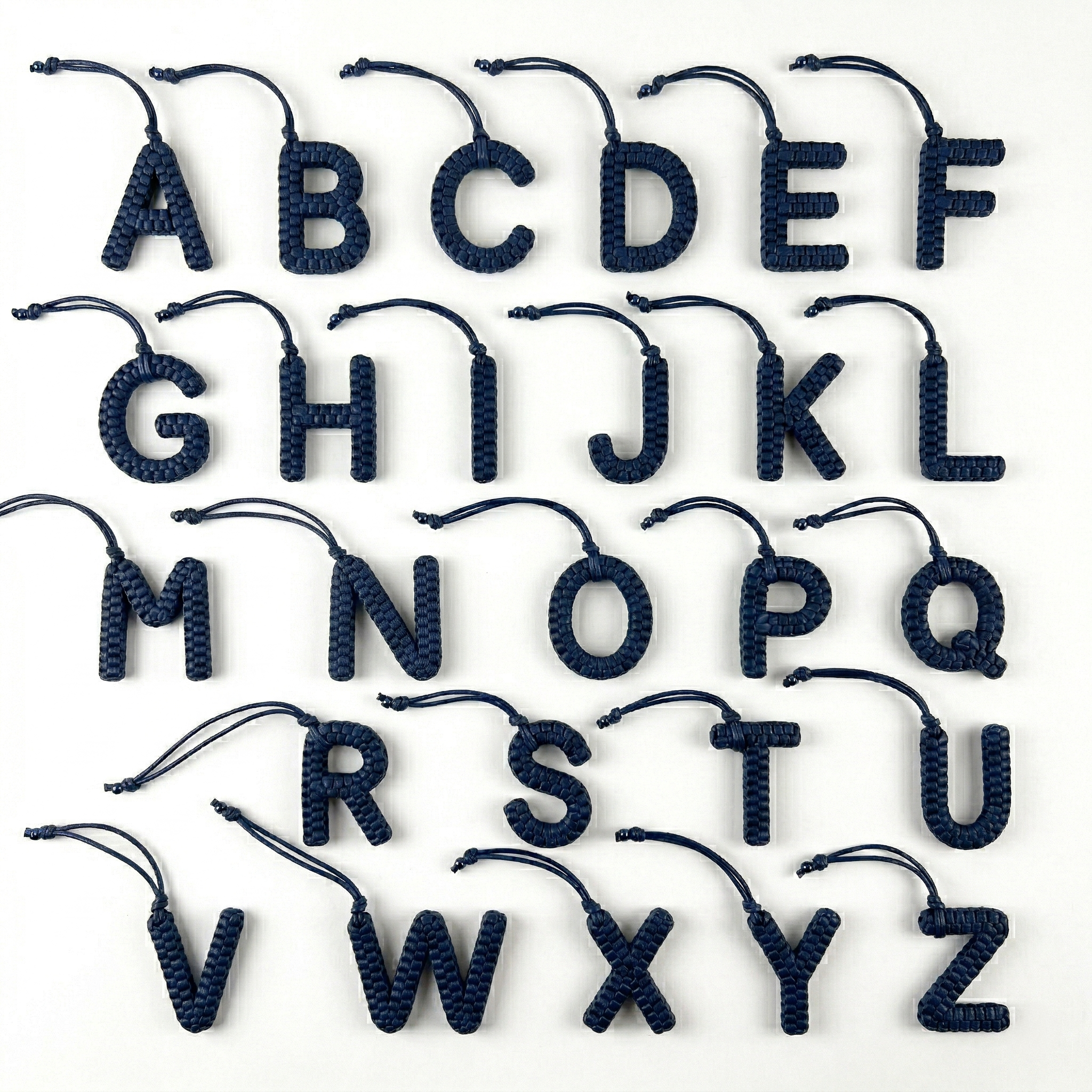 Alphabet Charms Handwoven Leather Evening Blue | Lodis