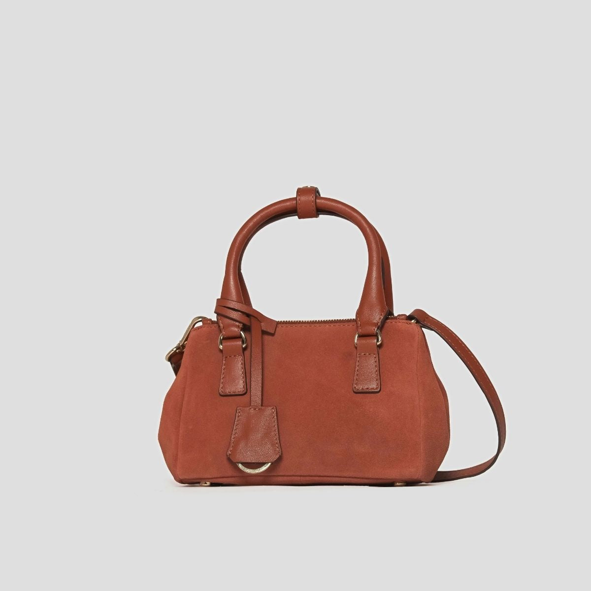 ECLIPSE TOP HANDLE SUEDE CROSSBODY - RUST