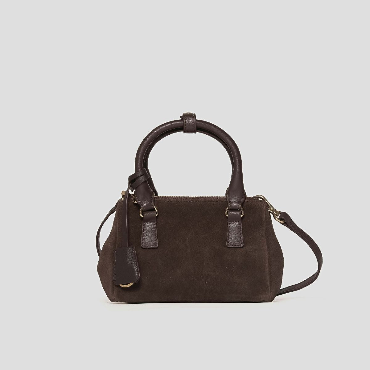 ECLIPSE TOP HANDLE SUEDE CROSSBODY - BROWN