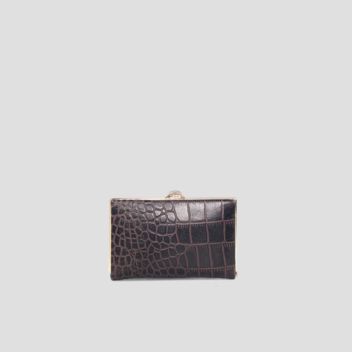 Quinn Clutch Croco Frame Wallet Mini - Brownie