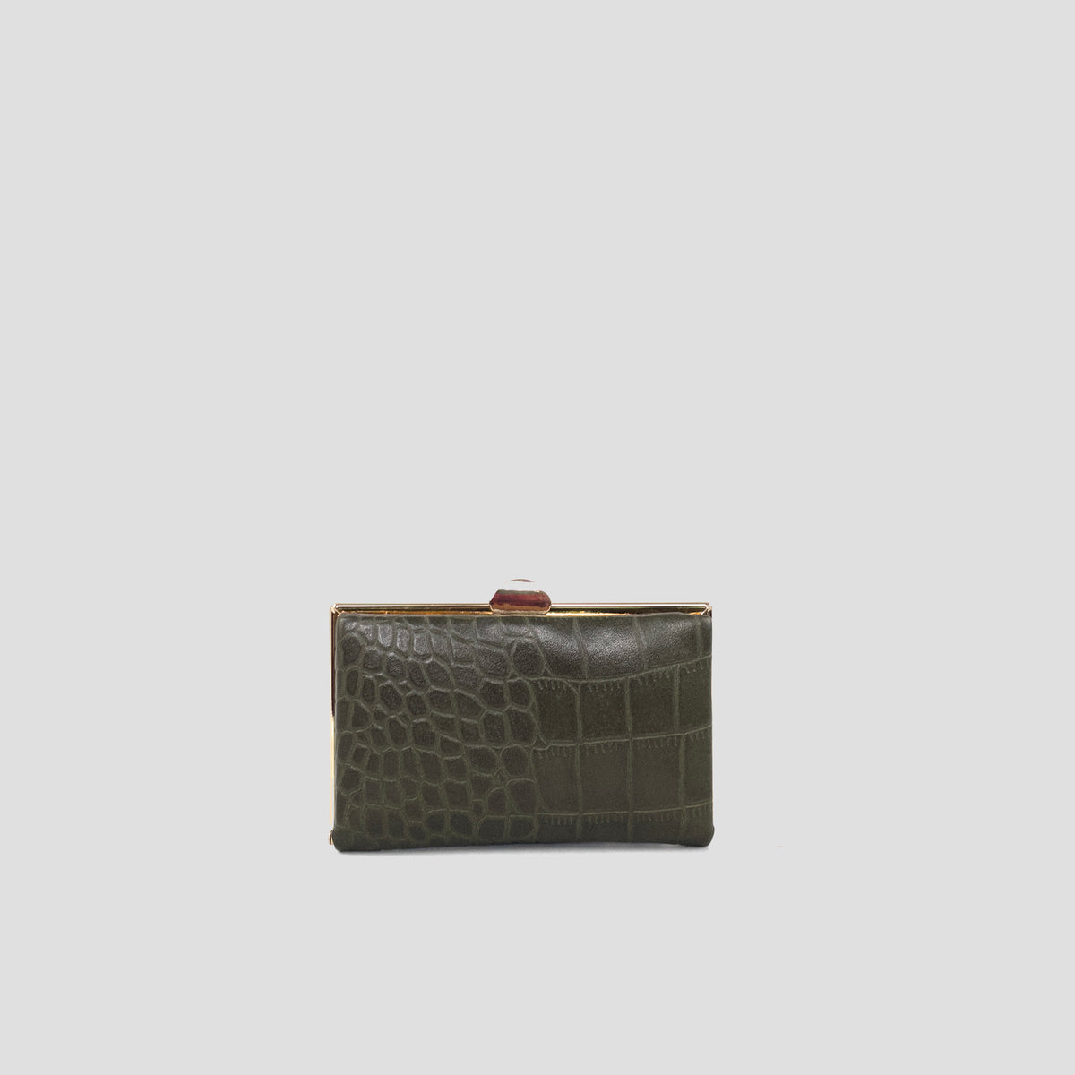 Quinn Clutch Croco Frame Wallet Mini - Olivine