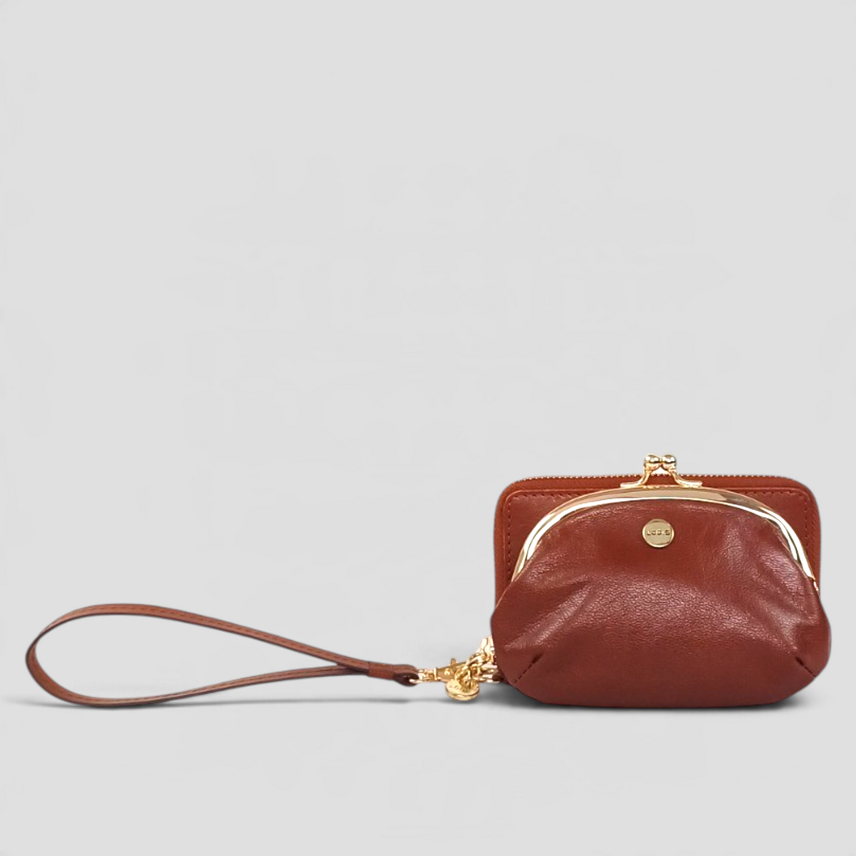 BLAIR FRAME PURSE WITH ZIP AROUND WALLET - CHESTNUT
