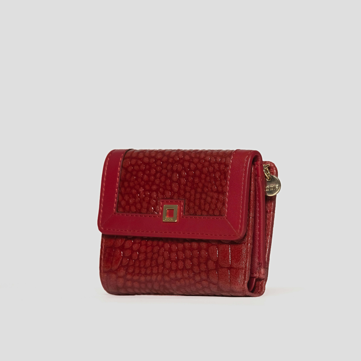 Lodis Amara French Purse in Samba - Three-Quarter Angle Showing Flap Closure, Gold-Tone Logo Plate and Side Zip Coin Pocket | Lodis 1965
