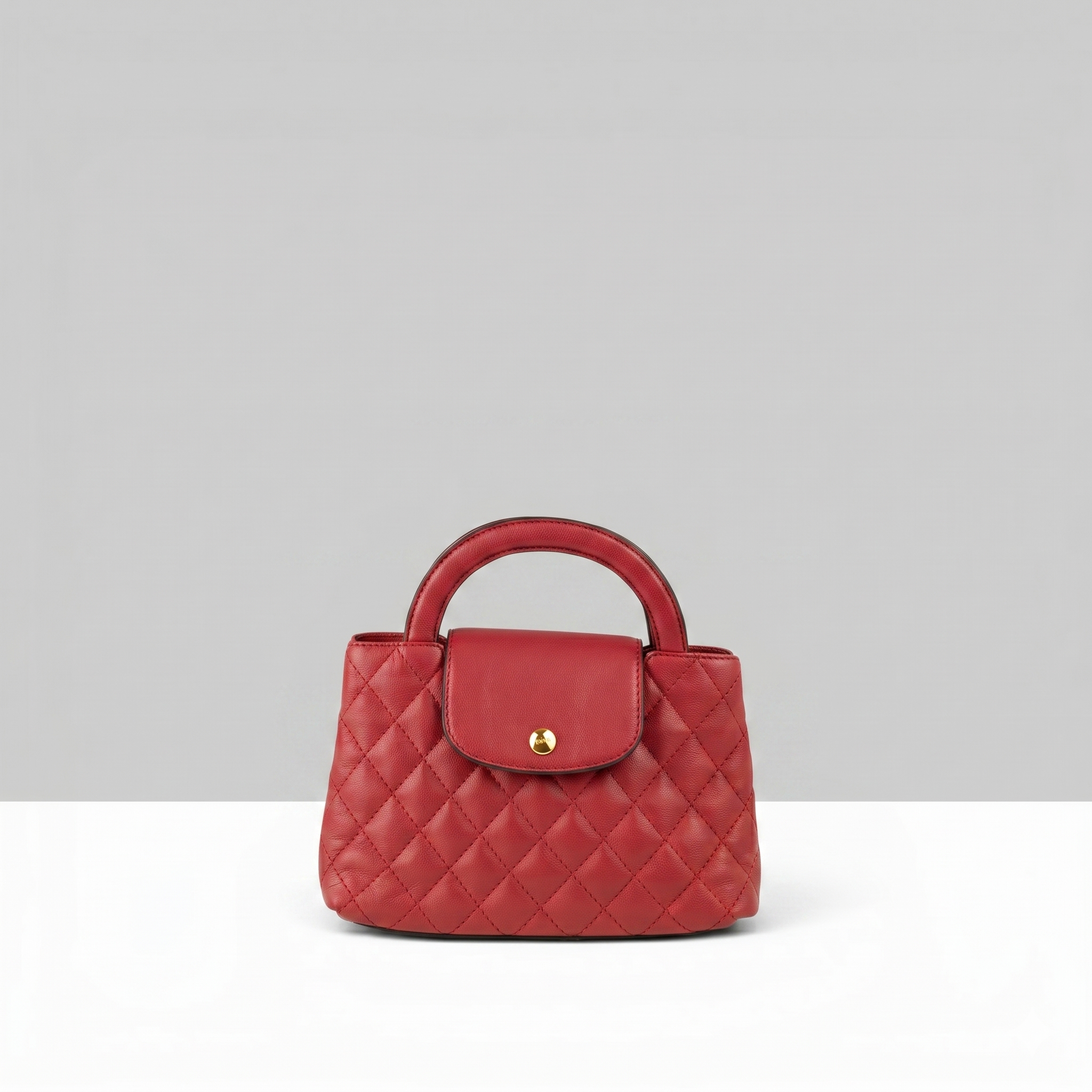 Lodis Mini Quilted Satchel in Rhythmic Red – Front View, Drum Dyed Pebbled Leather with Diamond Quilted Finish | Lodis 1965