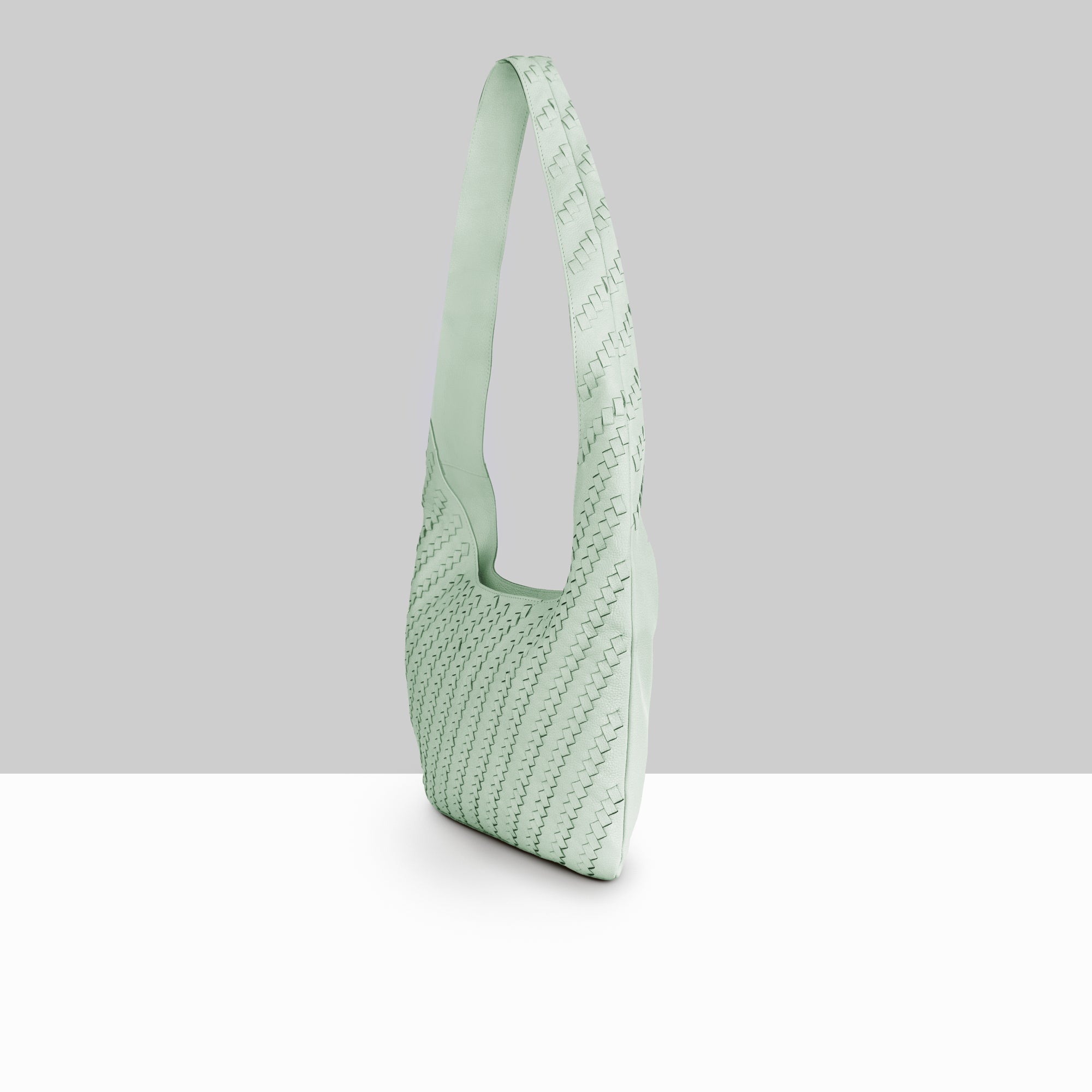 Lodis Solstice Hobo in Aura – Side Profile View, Full Woven Pebbled Leather Texture and Single Shoulder Strap | Lodis 1965