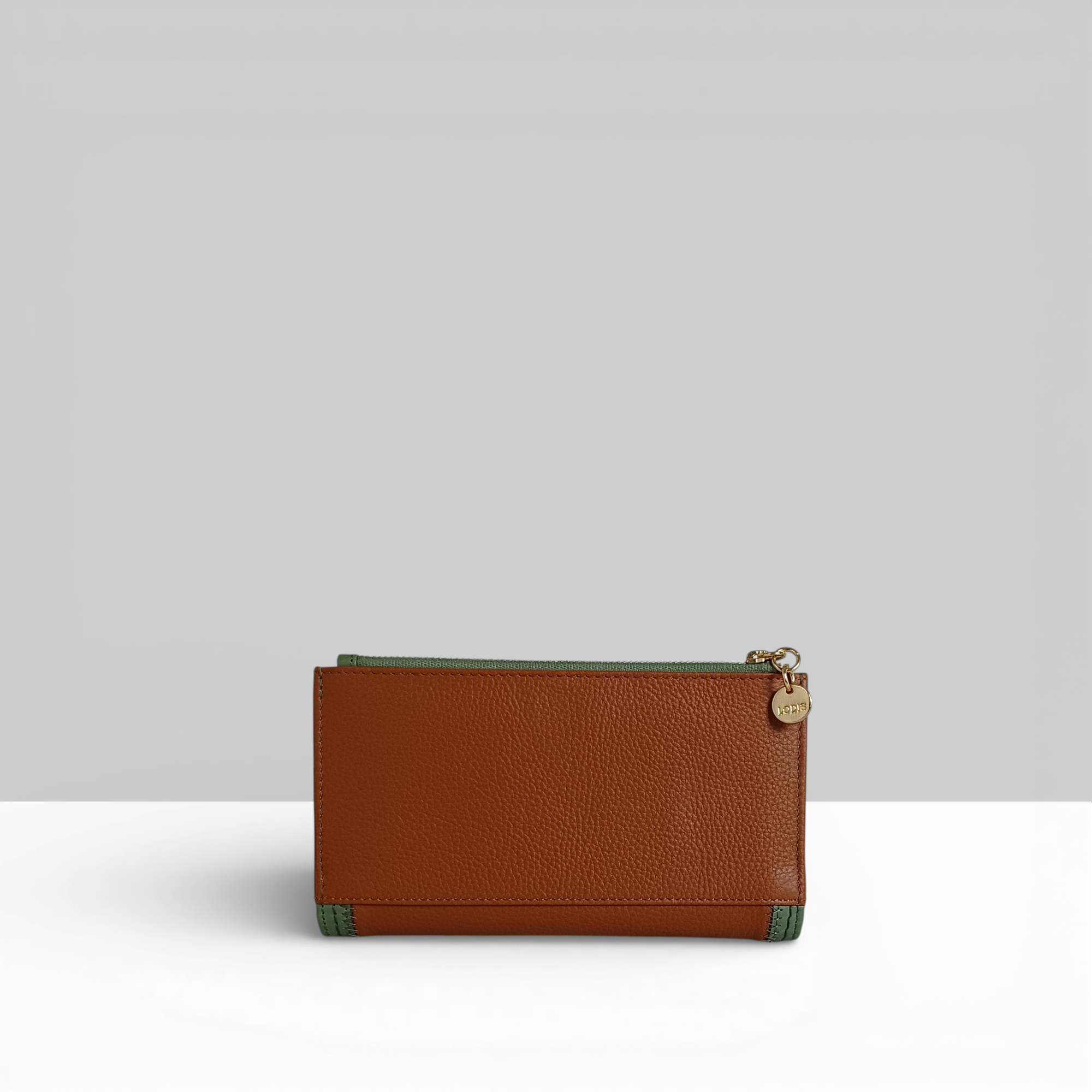 Lodis Cade Large Wallet in Chestnut – Back View, Pebbled Leather with Gold-Tone Hardware and RFID Blocking Protection | Lodis 1965