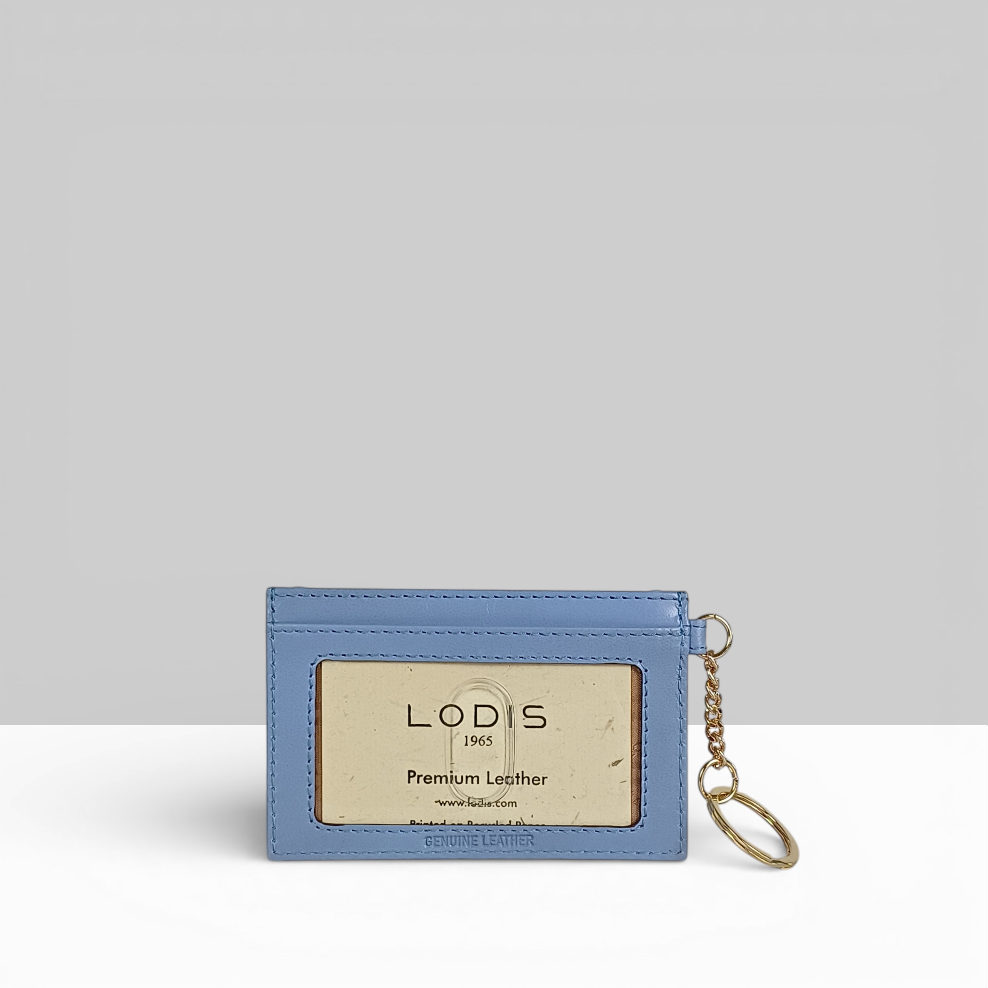 Lodis Cafe ID Card Case in Aura – Back View, Smooth Pebbled Leather with Card Slot and Logo Plate | Lodis 1965